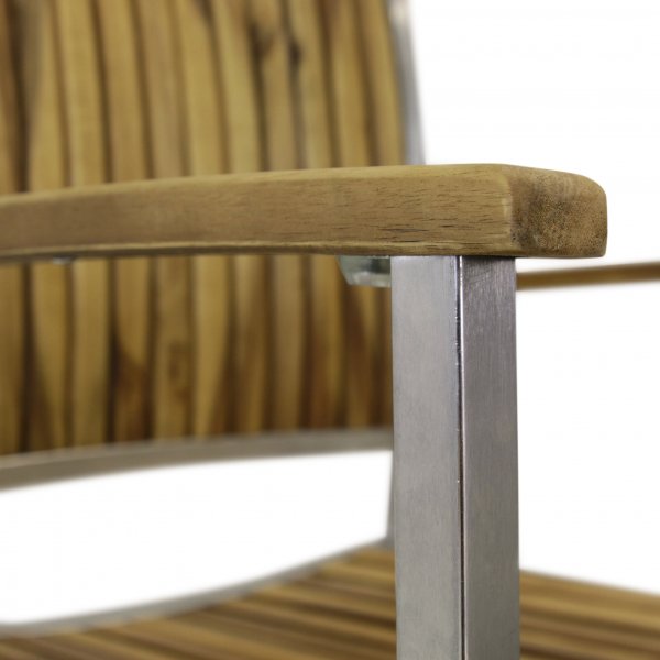 F�rl�ngningsbart bord 200-250cm + 8 stolar - Rostfritt st�l och oljad Acacia