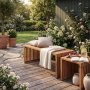 Sidobord 40�40 cm | Massivt teaktr� & tidl�s design | Salt�
