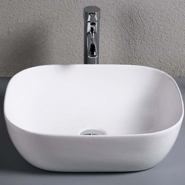 Rundat tvättställ 50x40cm | Fristående handfat i porslin Rundat tvättställ 50x40cm | Fristående handfat i porslin