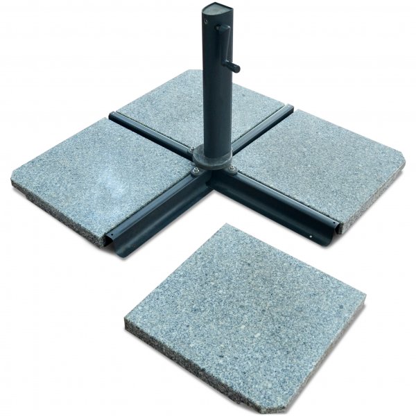 Helautomatiskt premiumparasoll 4x4m med granitfot | Gr�