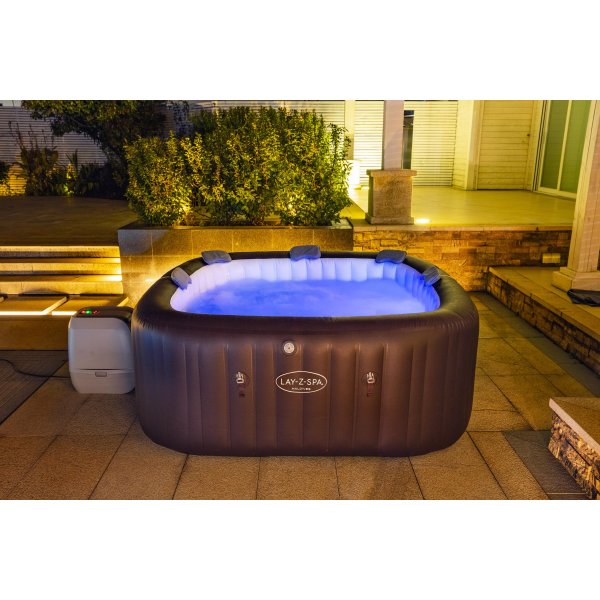 Bestway Maldives HydroJet PRO | Uppblsbart spabad 201x201x80 cm | 7 personer, LED-belysning & HydroJet massage