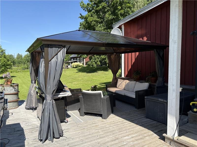Paviljong premium 4x3m | Tak i kanalplast | Inkl. Väggar och myggnät | Premium paviljong med UV-behandlat polykarbonattak