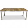 Frlngningsbart bord 200-250cm + 8 stolar - Rostfritt stl och oljad Acacia