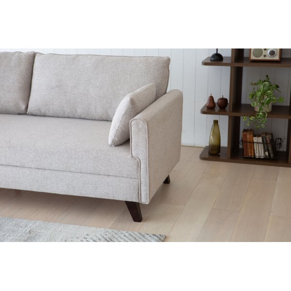 B�ddsoffa 3-sits | B�ddfunktion, beige tyg & modern design | Bella