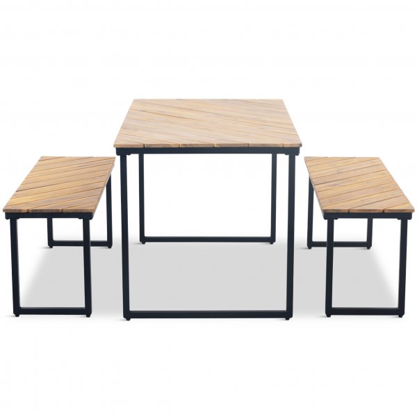 Bord med bnkar | Utomhusmbelset | Acacia | 4 sittplatser | Lyfco ja