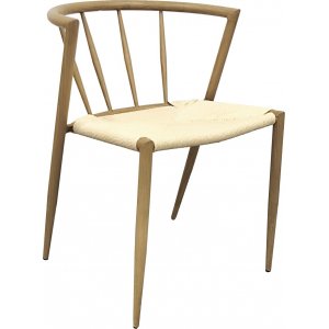 Bella utestol i ek-utseende med beige repsits Bella utestol i ek-utseende med beige repsits