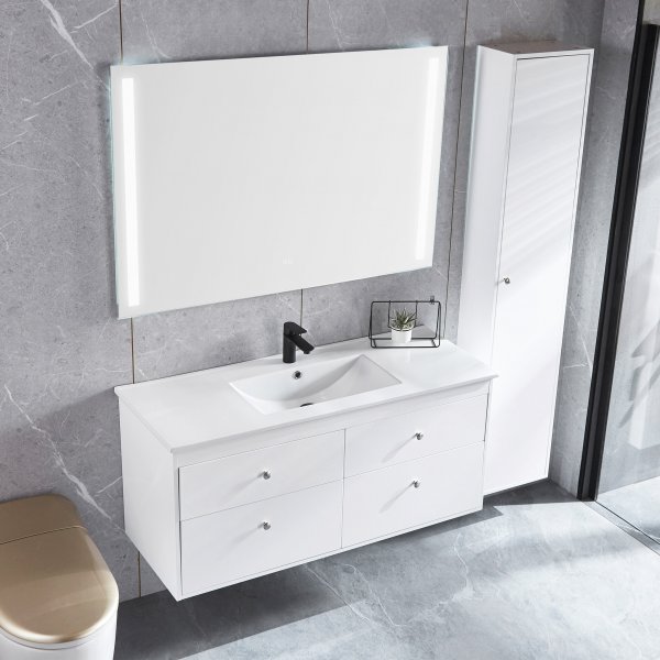 Badrumspaket | Kommod 120cm | Högskåp och LED-spegel Badrumspaket | Kommod 120cm | Högskåp och LED-spegel