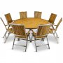 Stor rund trdgrdsgrupp i teak / rostfritt stl | Bord & 8 positionsstolar