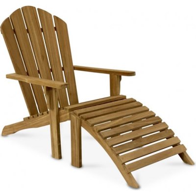 Adirondack teakstol | Loungestol i massiv teak med pall | Ornö | Klassisk Adirondack-stol i massiv teak