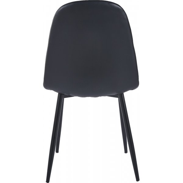 Matstolar i svart PU-l�der med metallunderrede, 4-pack