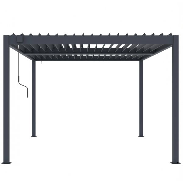 Pergola 3x3 m med lamelltak | Grå stålpergola för uteplats Pergola 3x3 m med lamelltak | Grå stålpergola för uteplats