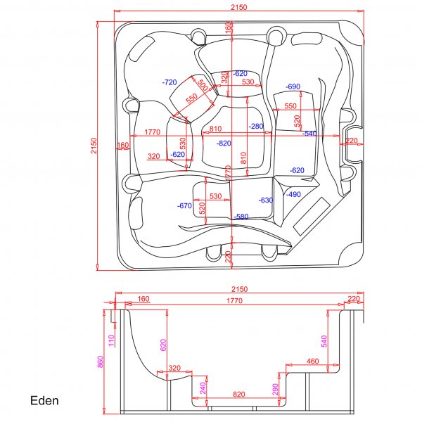Spabad Eden - 5 personer | 215x215x86 cm | Balboa system | Lyfco Spabad Eden - 5 personer | 215x215x86 cm | Balboa system | Lyfco