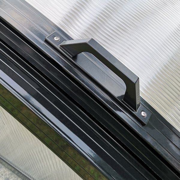 Pooltak 4x8m med sidodörr | Solid polykarbonat 4mm | Svart Pooltak 4x8m med sidodörr | Solid polykarbonat 4mm | Svart