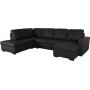 U-soffa | Divan, �ppet avslut & kallskum | Solna Gr�/Svart PU