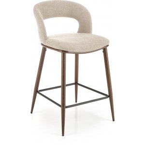 Barstol 2-pack | Beige tyg, valn�tslook & vadderad sits | Pelican
