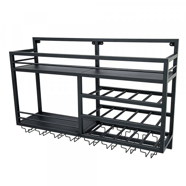 V�ggh�ngd vinhylla | Vin & glasf�rvaring | Tom v�nster | 99 � 25 � 65 cm | Obsidian