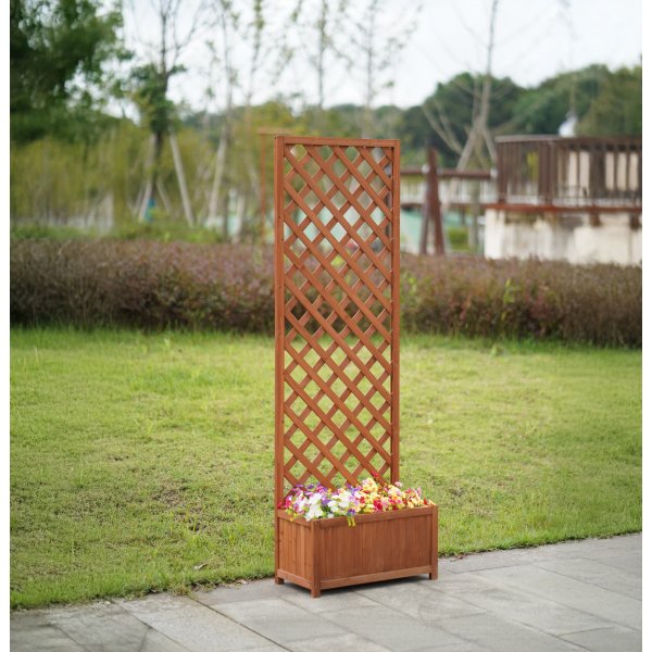 Bloml�da med spalje i tr� | 60�30�180 cm | F�r kl�tterv�xter | Brun