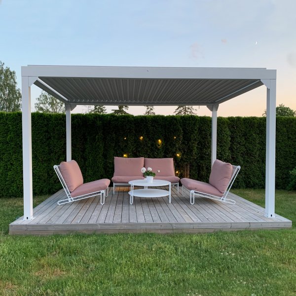Vit Pergola Premium | Öppningsbara lameller Vit Pergola Premium | Öppningsbara lameller
