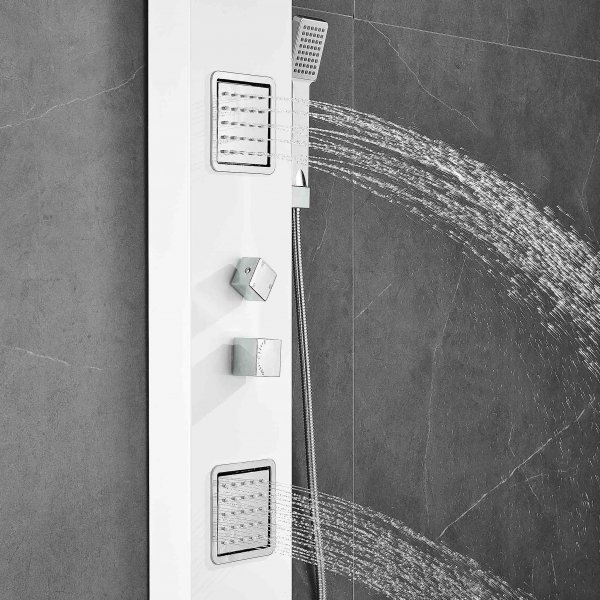 Duschpanel i vitt rostfritt stål | Amber Duschpanel i vitt rostfritt stål | Amber