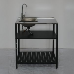 Tv�ttst�ll i galvaniserat st�l med handfat & kran | Utomhus | 80�50�90 cm