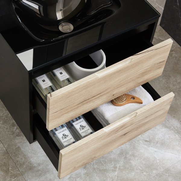 Badrumsm�bel | Kommod, spegelsk�p & handfat i svart glas