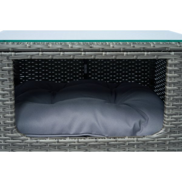 Soffgrupp med dynf�rvaring � H�rnsoffa & bord i gr�tt | Lilla Djursvik