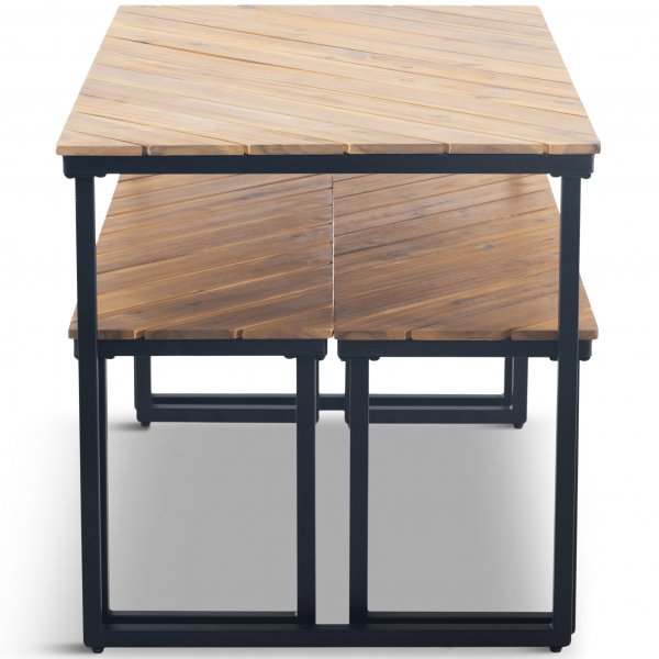 Bord med bnkar | Utomhusmbelset | Acacia | 4 sittplatser | Lyfco ja