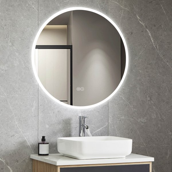 Rund badrumsspegel 80cm med LED-lyse | Anti-fog & touch-styrning Rund badrumsspegel 80cm med LED-lyse | Anti-fog & touch-styrning