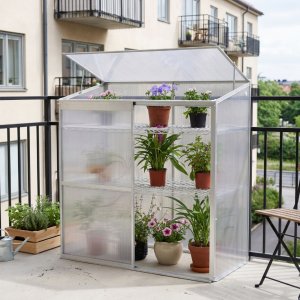 Växthus för balkong | Kanalplast | 129x58x140 cm | Aluminiumram Växthus för balkong | Kanalplast | 129x58x140 cm | Aluminiumram