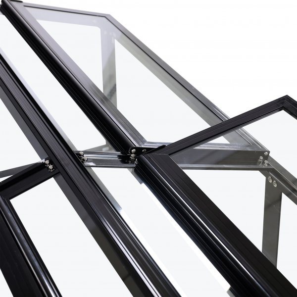 Miniv�xthus 4 �ppningsbara luckor | 4mm s�kerhetsglas | Svart