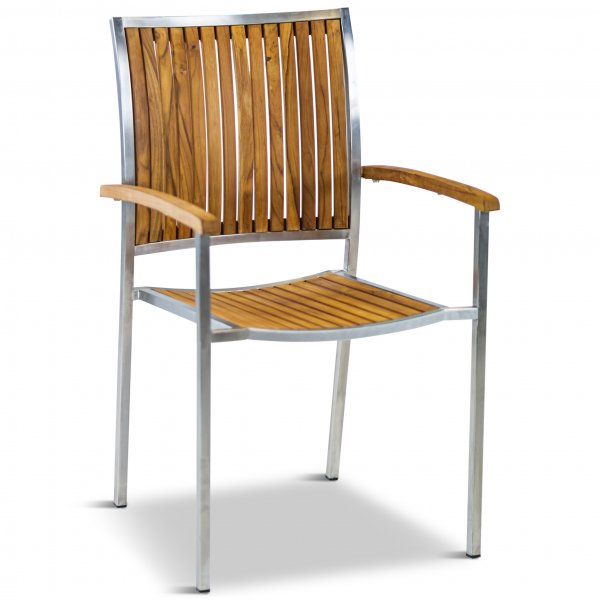 Frlngningsbart bord 200-250cm | 8 stolar | Rostfritt stl / teak