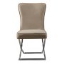 Matstol i beige sammet med kromat underrede, 2-pack | Luxury