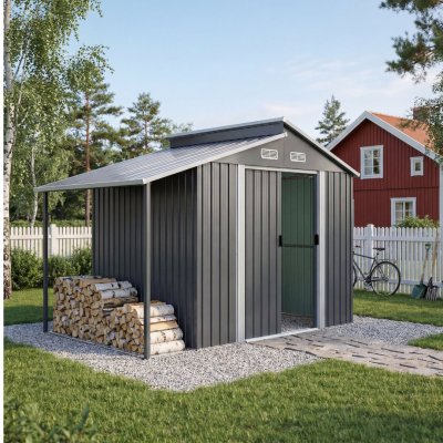 Förråd och redskapsbod 5m² | Dubbel Skjutdörr | 2 i 1 lösning | Grå