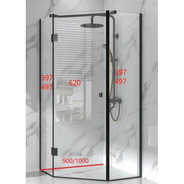 Femkantig duschhörna | 6mm säkerhetsglas | Carro - Svart Femkantig duschhörna | 6mm säkerhetsglas | Carro - Svart