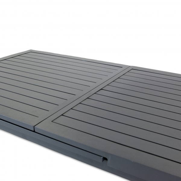 Förlängningsbart bord i aluminium 180-240cm | 8 positionsstolar Förlängningsbart bord i aluminium 180-240cm | 8 positionsstolar