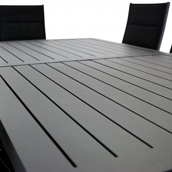 Förlängningsbart bord i aluminium 180-240cm | 8 positionsstolar Förlängningsbart bord i aluminium 180-240cm | 8 positionsstolar