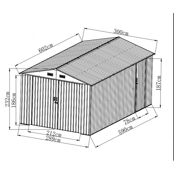 Pl�tgarage 18m� | Dubbel d�rr |�Komplett byggsats