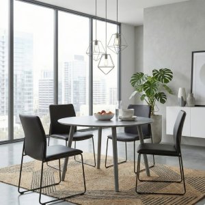 Rosvik Matbord Ø120 cm | Grålackerat runt bord i massivt trä/MDF Rosvik Matbord Ø120 cm | Grålackerat runt bord i massivt trä/MDF