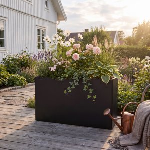 Blomlåda 120×30×60 cm | Svart galvaniserat stål Blomlåda 120×30×60 cm | Svart galvaniserat stål