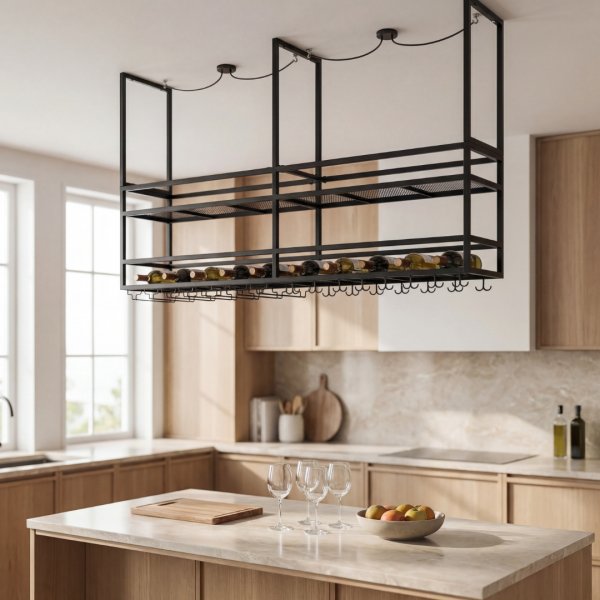 Takh�ngd vinhylla f�r k�ks� | Vin & glash�llare | 160�30 cm | Svart