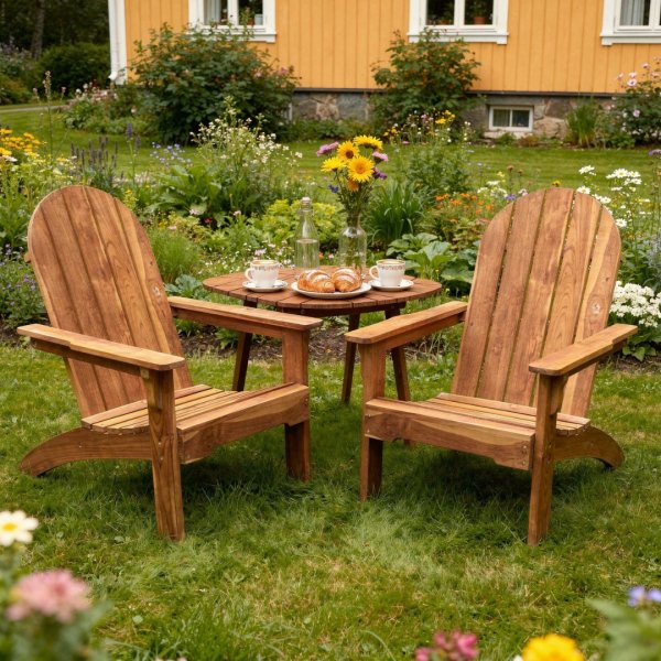 Adirondack-stol i teak – Klassisk trädgårdsstol för uteplats & altan | 95 cm hög rygg Adirondack-stol i teak – Klassisk trädgårdsstol för uteplats & altan | 95 cm hög rygg