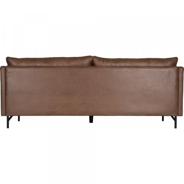 3-sitssoffa i cognacsf�rgat ecol�der | Gener�s komfort, tidl�s design & svarta metallben | Harpan