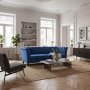 Chesterfieldsoffa 3-sits | Bl� sammet, kallskum & avtagbar kl�dsel | Milton
