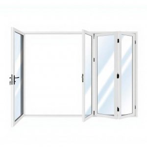 Vikbar altandörr i aluminium 3,0 x 2,43 m | Vit | 5 mm härdat glas Vikbar altandörr i aluminium 3,0 x 2,43 m | Vit | 5 mm härdat glas