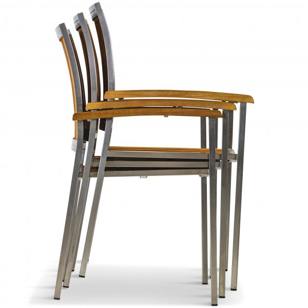 Frlngningsbart bord 200-250cm | 8 stolar | Rostfritt stl / teak