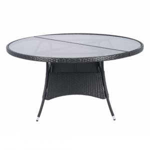 Runt utematbord med härdat glas | Ø150 cm | Tylösand svart Runt utematbord med härdat glas | Ø150 cm | Tylösand svart