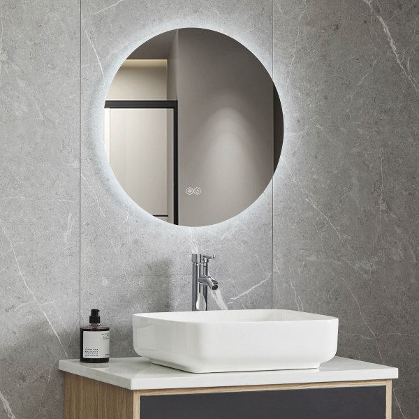 Rund badrumsspegel | Anti-fog och LED-belysning på baksidan Rund badrumsspegel | Anti-fog och LED-belysning på baksidan
