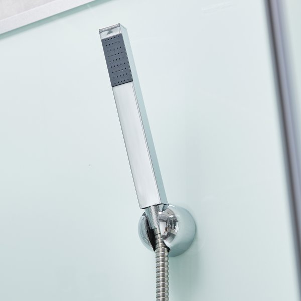 Stilren duschkabin med akrylkar och ryggmassage