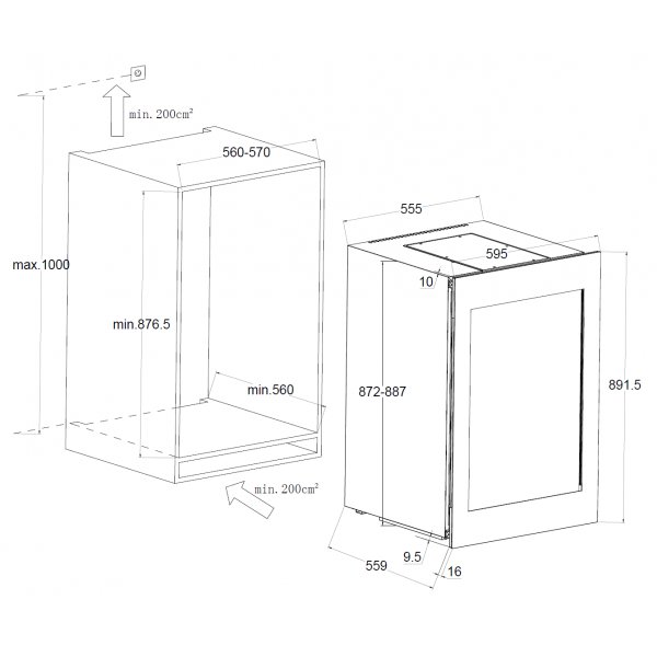 Integrerad Vinkyl 41 Flaskor | Push-to-Open | Inverterkompressor | LED-Belysning | 595 mm Integrerad Vinkyl 41 Flaskor | Push-to-Open | Inverterkompressor | LED-Belysning | 595 mm