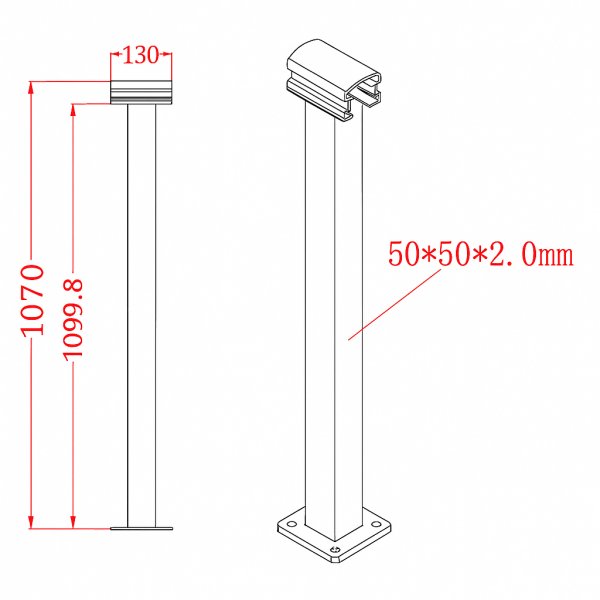 Stolpe till aluminiumstaket | 50501070 mm | Linius